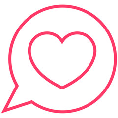 Pink outline of heart inside speech bubble vector graphic with isolated background. Simple, powerful symbol of love, connection, and heartfelt communication.