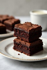 Decadent homemade brownies & chocolate layer cake, food styling, delicious