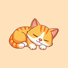 Cute orange tabby cat sleeping peacefully on a cushion.