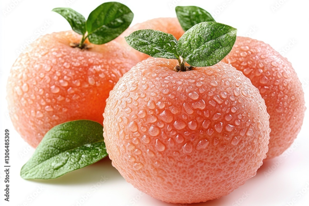 Poster a close-up of three oranges with water droplets on their surface