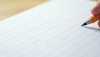 Close-up of blank white paper with ruled lines for neat handwriting practice, ruled, school