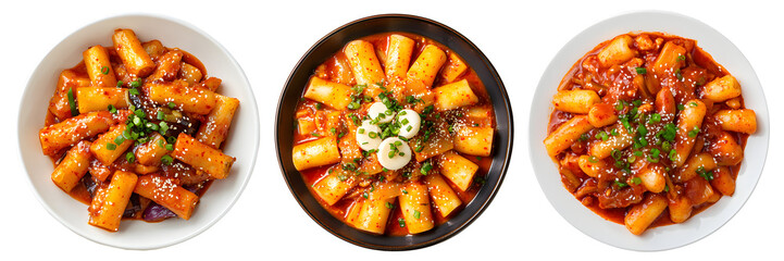 teobokki on plate, transparent background, top view