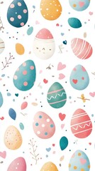 Playful assortment of vividly colored Easter eggs.