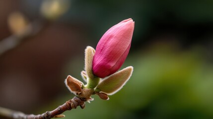 Delicate flower bud on a tree branch signifying new life and growth in a natural environment