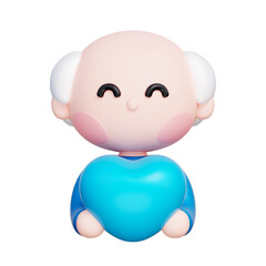 Man with Haert, Happy Father's Day, 3d rendering.