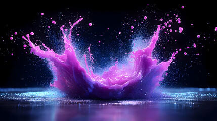 Vibrant Splash of Pink Liquid with Dynamic Water Droplets