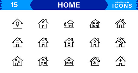 Home Icon Set. High-Quality Vector Icons for House, Living Room, Furniture, and Household Items Designs