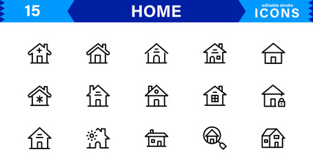 Home Icon Set. High-Quality Vector Icons for House, Living Room, Furniture, and Household Items Designs