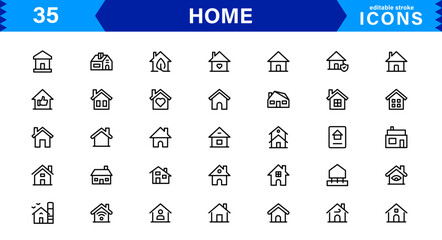 Home Icon Set. High-Quality Vector Icons for House, Living Room, Furniture, and Household Items Designs