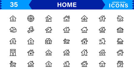 Home Icon Set. High-Quality Vector Icons for House, Living Room, Furniture, and Household Items Designs