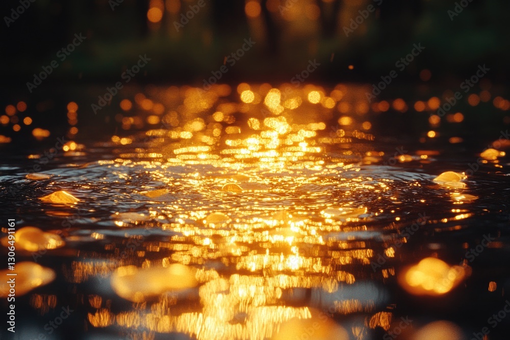 Poster the sun shines brightly on the calm water's surface, creating a beautiful reflection