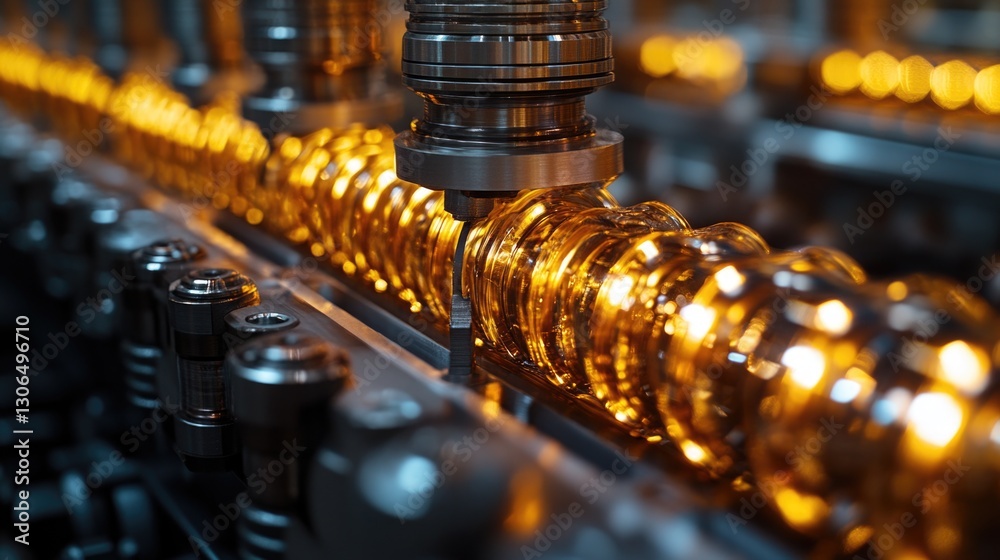 Poster Close-up view of a machine filled with various bottles