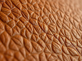 Abstract Brown Leather Texture with Leaf Pattern.
