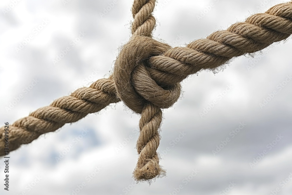Poster A close-up view of a rope knot, perfect for illustrating rope-related concepts or as an element in a larger design