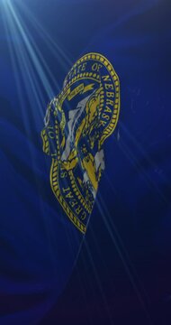 Flag of american state of Nebraska, United States. Loop, 4K Vertical