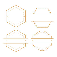 Set of Minimalist Line Badge and Label, Round Logo Frame
