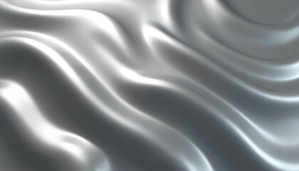 Abstract dynamic metallic silver background. Grey, white colors with motion effect. Liquid melt aluminum surface, flow chrome satin wave, curves, smooth texture for banner, wallpaper.