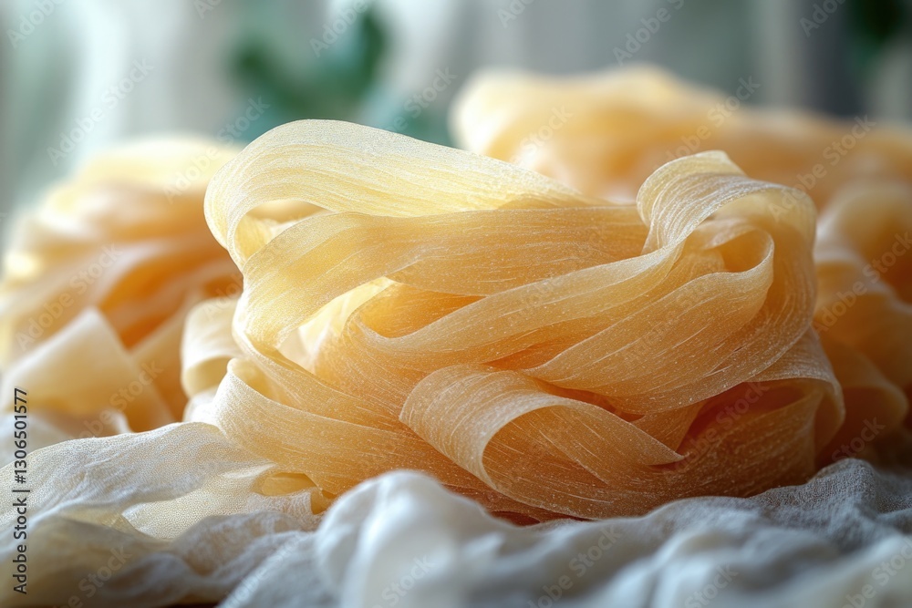 Poster a pile of pasta sits on top of a table, ready to be served or devoured
