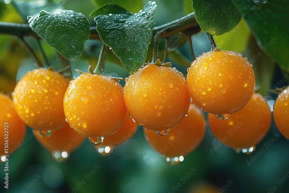 Aufkleber a cluster of juicy oranges hanging from a tree branch