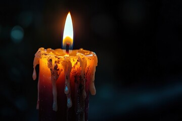 Flickering Candlelight Creates a Warm Glow in a Dimly Lit Room, Illuminating Soft Shadows and Melted Wax During a Quiet Evening Moment