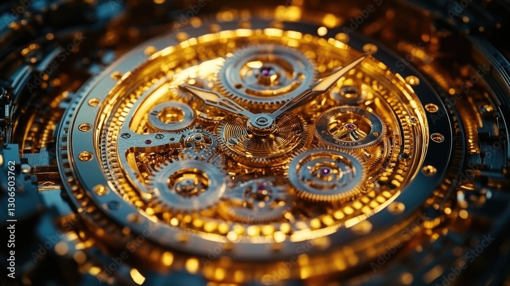 Poster a close-up view of a watch face with intricate details