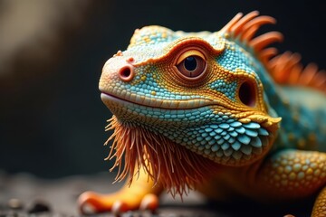 Fototapeta premium Close-up of a bearded dragon's head and beard, reptile, wildlife