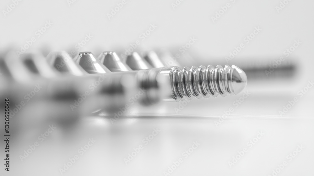Poster Dental implants showcasing smooth metal and ceramic design with ample blank space for text on a white background Generative AI