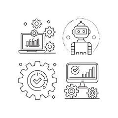 business icon automation  editable line art icons