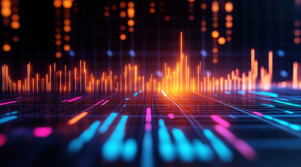digital illustration of stock market charts with vibrant colors and dynamic patterns, showcasing financial data trends and analysis