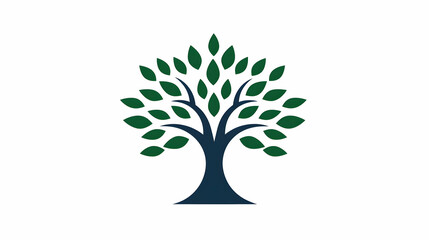 Stylized tree design with green leaves and blue trunk illustration