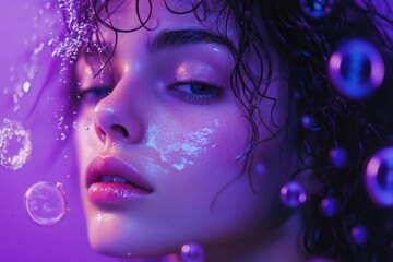 Abstract purple with water bubble pantone 2025.