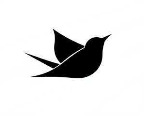Fototapeta premium The clean, high-contrast silhouette of a swallow captures the essence of freedom and movement in a minimalist style, ideal for logos or artistic projects