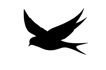 This design features a sleek black swallow silhouette, capturing the essence of freedom and flight with its minimalist style in a high contrast composition