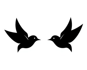 Fototapeta premium This design features a black and white silhouette of swallows in flight, representing freedom and elegance, suitable for various branding or artistic applications