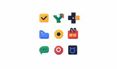 Colorful Design Elements Featuring Shapes and Symbols for Digital Use