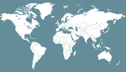 World map. Grey modern vector map. Silhouette map.