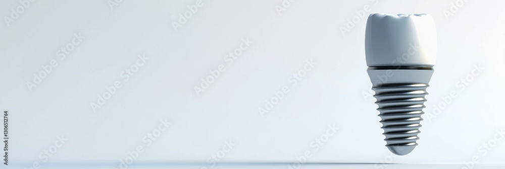 Poster high quality dental implant showcased against smooth white background with detailed metal texture an