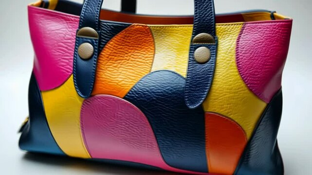 Colorful Leather Handbag Displaying Bright Fashionable Design