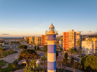 Faro de Torre del Mar, situado en el municipio de Vélez-Málaga, Andalucia, España