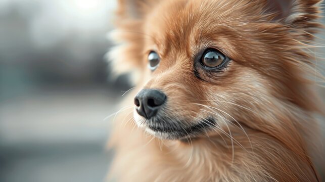 A close-up photorealistic image of a Pomeranian's face.