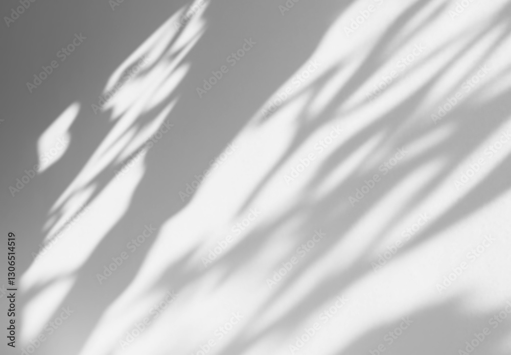 Poster Isolated shadows overlay on transparent background. Black shadow brush of trees and leaves through a window. Generative ai