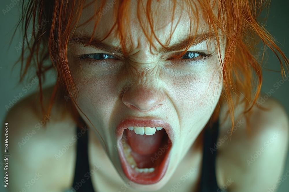Poster a close-up shot of a person's face showing surprise or shock, suitable for use in illustrations abou
