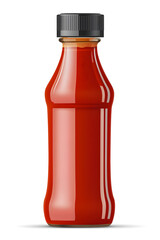Red hot chili sauce, Sriracha Sauce bottle mock up isolated on white background