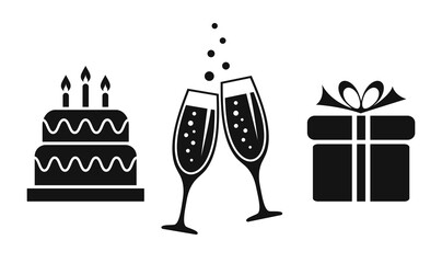 Birthday cake and holiday celebration vector icon