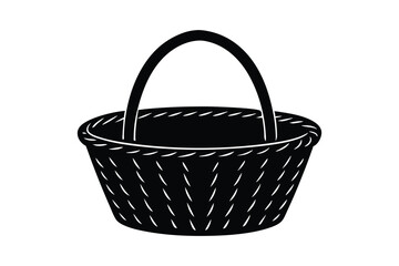 Obraz premium Silhouette design of a jute basket vector art illustration.eps