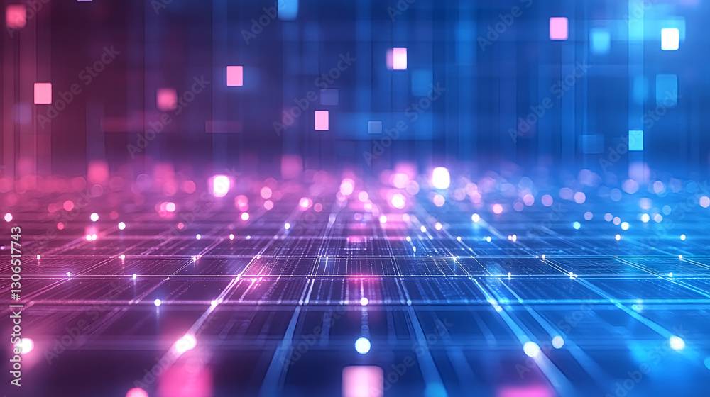 Poster dynamic light patterns digital environment abstract visuals futuristic technology aesthetic perspect