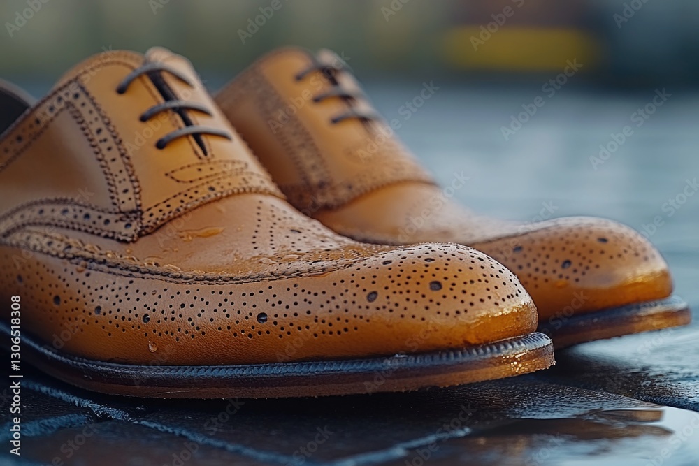 Aufkleber a detailed view of a pair of shoes placed on a flat surface, suitable for use in product photography