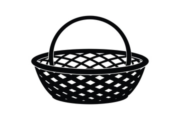 Silhouette design of a wicker basket vector art illustration.eps
