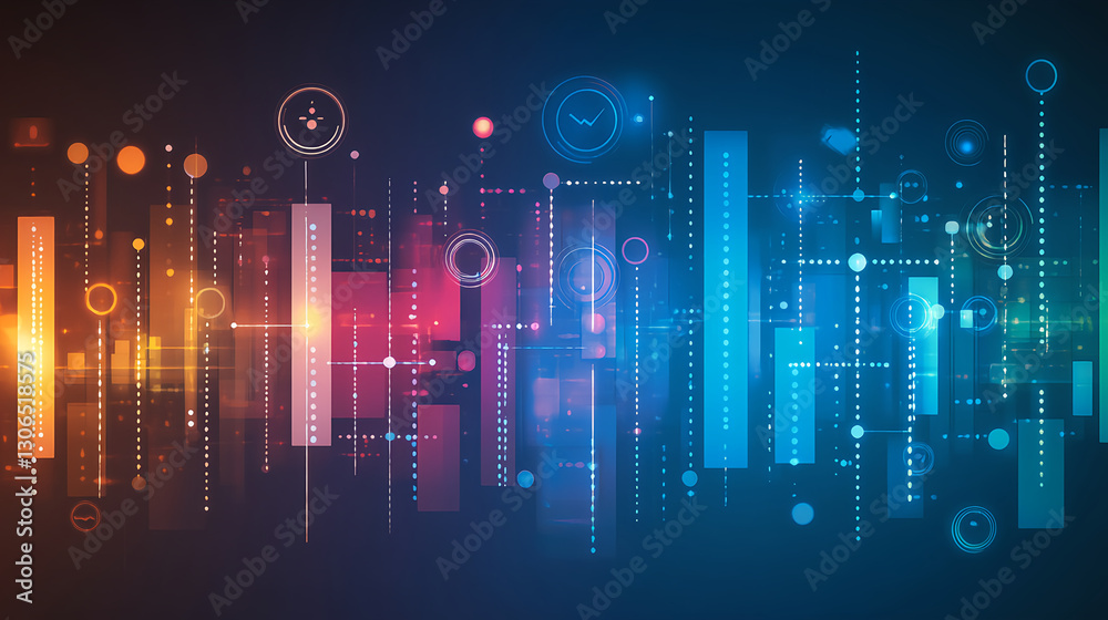 Poster dynamic data visualization event digital space infographic design interactive environment high-tech 