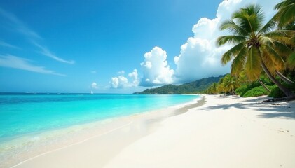 Fototapeta premium Grace Bay's iconic powdery sand meets azure sea , pristine, calm